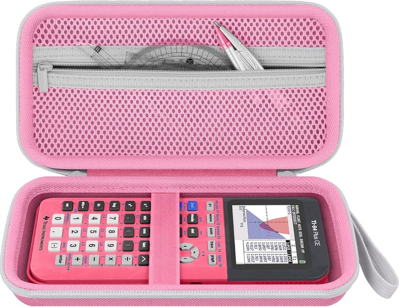 Baval Calculator Case Compatible with Texas Instruments TI-84 Plus CE/TI-84 Plus/TI-Nspire CX II CAS/TI-Nspire CX II/TI-83 Plus/TI-89 Titanium Color Graphing Calculator(Pink Case,White Zipper) - Image 2